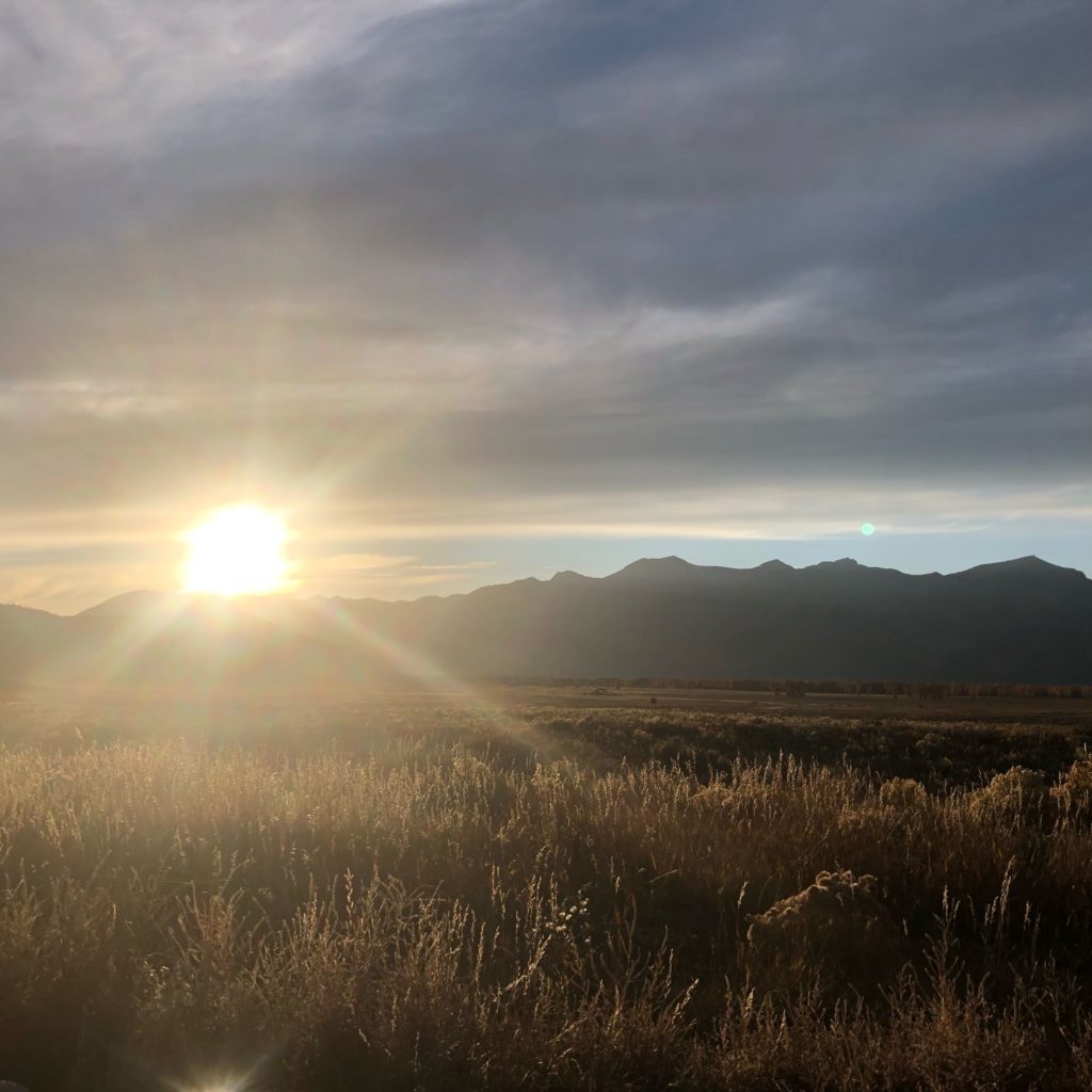 sunset over Grand Teton mountain range, Wyoming